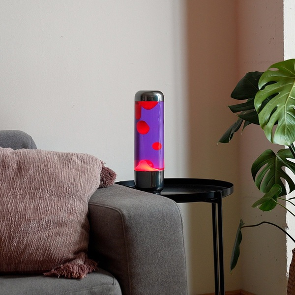 alvi Lámpara lava Capsule Color Púrpura/Rojo Diseño moderno y sofisticado para decorar Aluminio/vidr