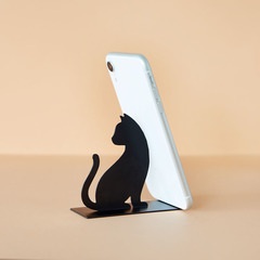 alvi Supporto smartphone Feline Colore Nero Adatto per ufficio, scrivania, camera da letto o soggior