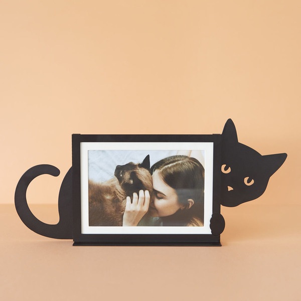 alvi Marco Hidden Cat Color Negro Diseño en forma de gato, para los amantes de los animales Metal 15