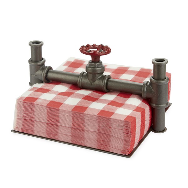 Balvi Servilletero Pipeline Color Gris Grifería transformada en decoración Hierro 20 cm