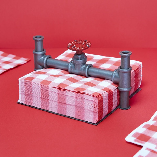 Balvi Servilletero Pipeline Color Gris Grifería transformada en decoración Hierro 20 cm