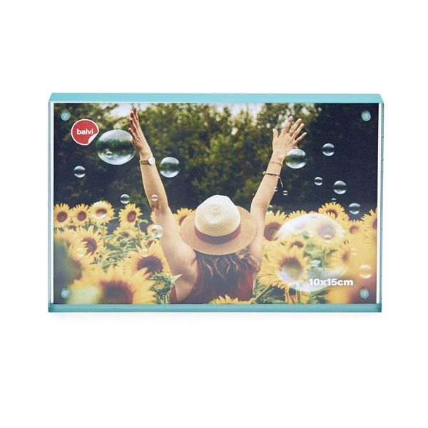 alvi Cadre Candy Cadre photo sans bordure magnétique transparent aux côtés turquoise Acrylique 10x15