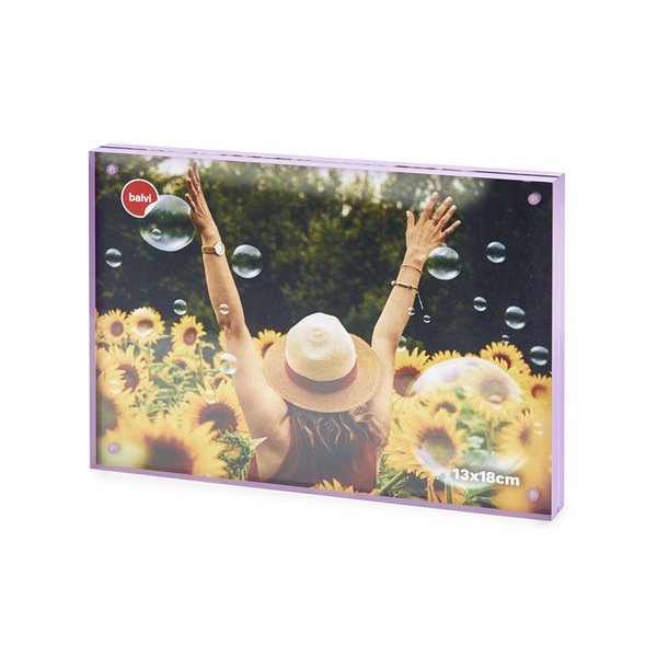 alvi Cadre Candy Cadre photo sans bordure magnétique transparent aux côtés mauves Acrylique 13x18 cm