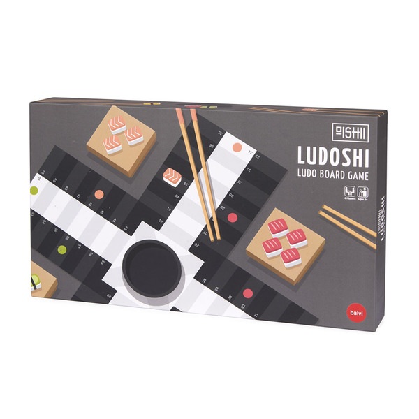 alvi Juego de mesa parchís Ludoshi Clásico juego de Ludo con diseño original inspirado en sushi Made