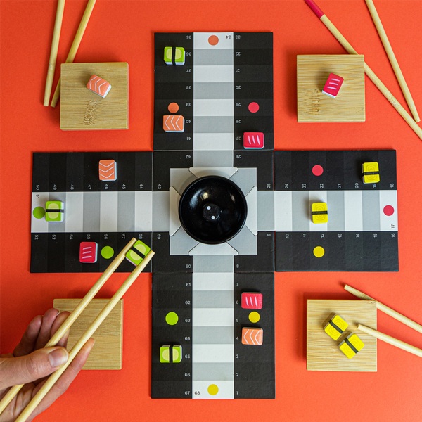 alvi Juego de mesa parchís Ludoshi Clásico juego de Ludo con diseño original inspirado en sushi Made