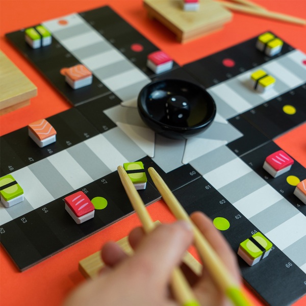 alvi Juego de mesa parchís Ludoshi Clásico juego de Ludo con diseño original inspirado en sushi Made