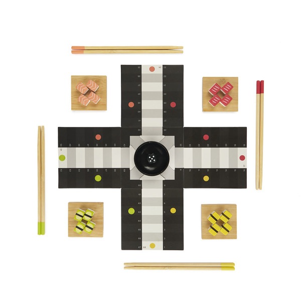 alvi Juego de mesa parchís Ludoshi Clásico juego de Ludo con diseño original inspirado en sushi Made