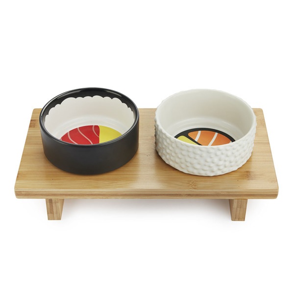 Balvi - Komeki Balvi Pet Feeder bowl set Komeki Design inspired by sushi rolls Ceramic/bamboo