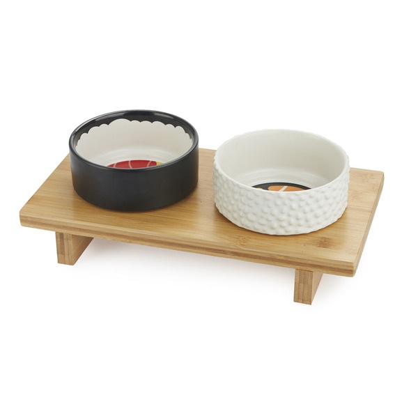 Balvi - Komeki Balvi Pet Feeder bowl set Komeki Design inspired by sushi rolls Ceramic/bamboo
