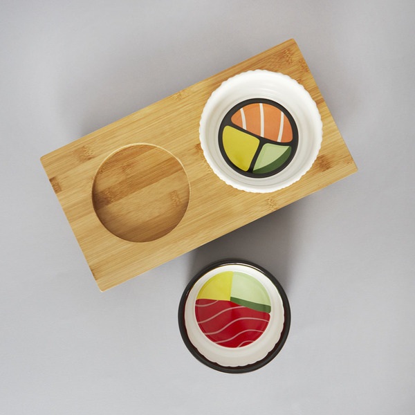 Balvi - Komeki Balvi Pet Feeder bowl set Komeki Design inspired by sushi rolls Ceramic/bamboo