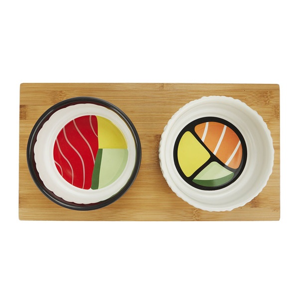 Balvi - Komeki Balvi Pet Feeder bowl set Komeki Design inspired by sushi rolls Ceramic/bamboo
