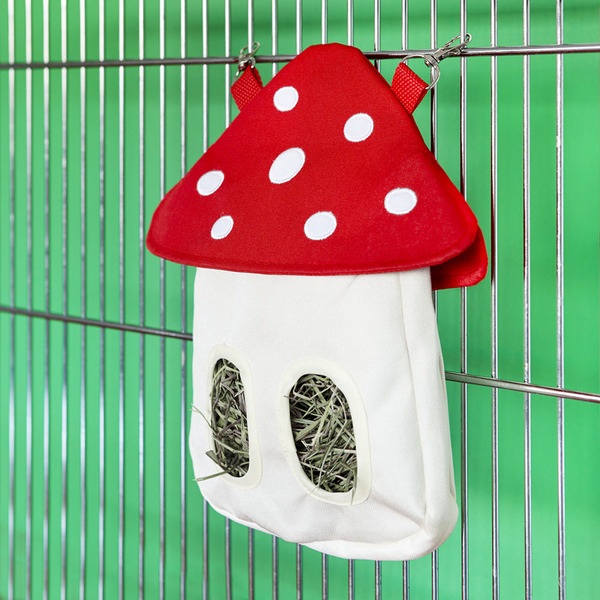 Balvi Bolsa heno Mushroom Comedero de tela con diseño de seta para pequeños roedores Poliéster