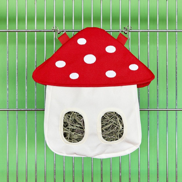 Balvi Bolsa heno Mushroom Comedero de tela con diseño de seta para pequeños roedores Poliéster