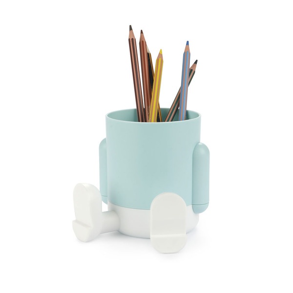 Balvi Porta matite Mr Sitty Colore Azzurro Design colorato e originale con due scomparti Plastica
