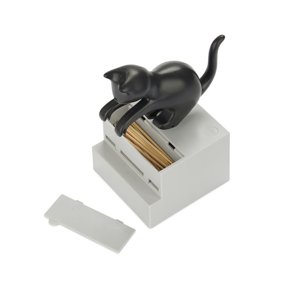 Balvi Palillero Frisky Color Negro Dispensador de palillos en forma de gato curioso Plástico