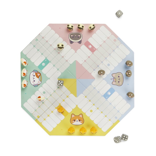 alvi Jeu de Parchís Purrchisi Jeu de Ludo classique avec un design original inspiré du style Kawaii
