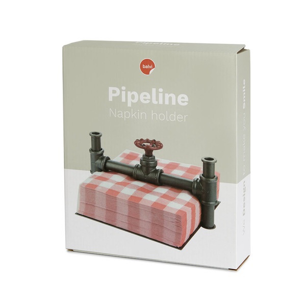 Balvi Servilletero Pipeline Color Gris Grifería transformada en decoración Hierro 20 cm