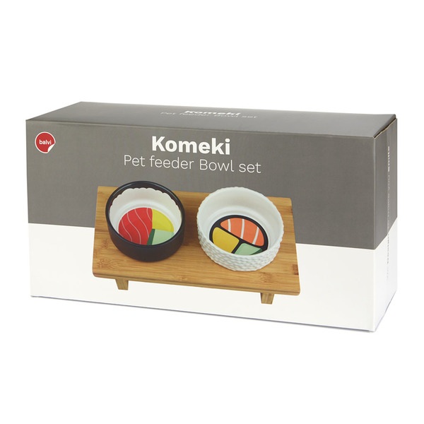 Balvi - Komeki Balvi Pet Feeder bowl set Komeki Design inspired by sushi rolls Ceramic/bamboo