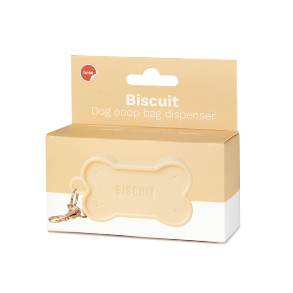 alvi Dispensador bolsas perro Biscuit Color Beige Para los paseos con tu mascota Con forma de gallet