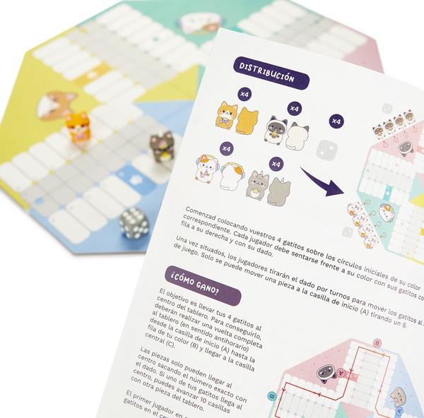 alvi Jeu de Parchís Purrchisi Jeu de Ludo classique avec un design original inspiré du style Kawaii