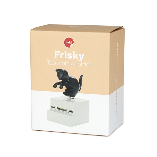 Balvi Palillero Frisky Color Negro Dispensador de palillos en forma de gato curioso Plástico