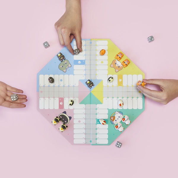 alvi Jeu de Parchís Purrchisi Jeu de Ludo classique avec un design original inspiré du style Kawaii