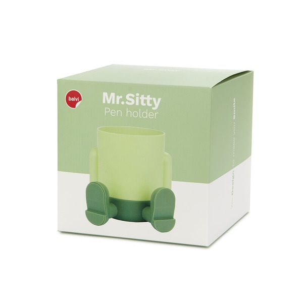 Balvi Portalápices Mr Sitty Color Verde Diseño colorido y original con dos compartimientos Plástico