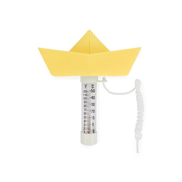 Balvi Termómetro piscina Paper Boat Color Amarillo Barco flotante de origami Plástico 15x16 cm