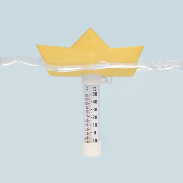 Balvi Termómetro piscina Paper Boat Color Amarillo Barco flotante de origami Plástico 15x16 cm