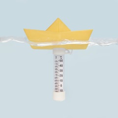 alvi - Paper Boat Balvi Pool thermometer Paper Boat Yellow colour Floating origami boat Plastic 15x1