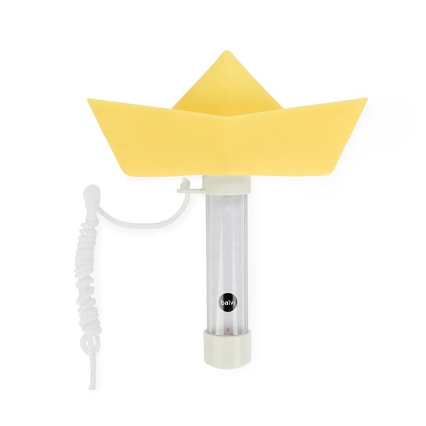 Balvi Termómetro piscina Paper Boat Color Amarillo Barco flotante de origami Plástico 15x16 cm