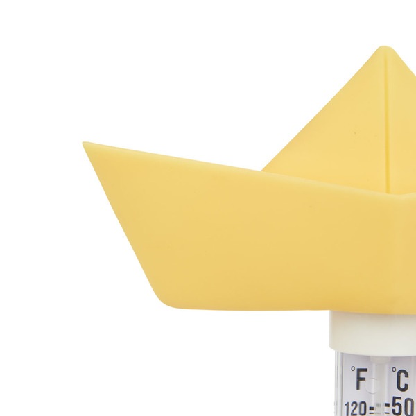 Balvi Termómetro piscina Paper Boat Color Amarillo Barco flotante de origami Plástico 15x16 cm