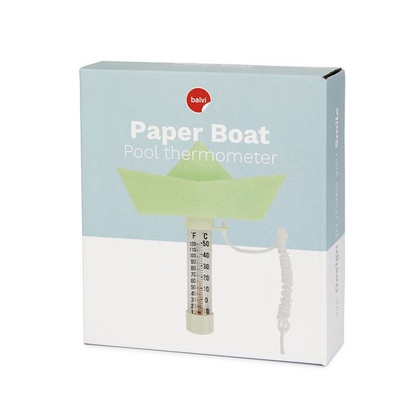 Balvi Termometro piscina Paper Boat Colore Turchese Barca origami galleggiante Plastica 15x16 cm