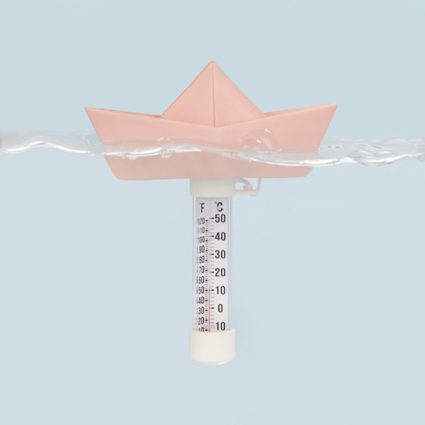 Balvi Termómetro piscina Paper Boat Color Rosa Barco flotante de origami Plástico 15x16 cm