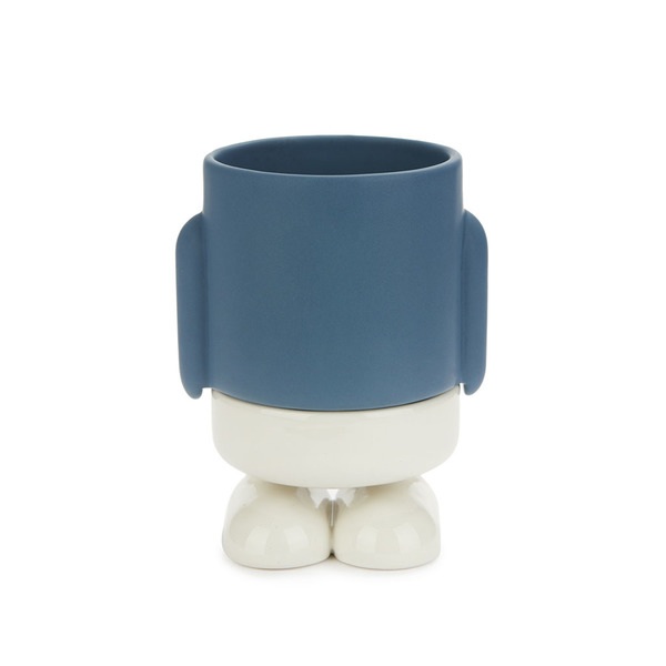 Balvi Mini maceta Mr Standy Color Azul Su parte inferior recoge el agua  Cerámica 13x8,5x8,5 cm