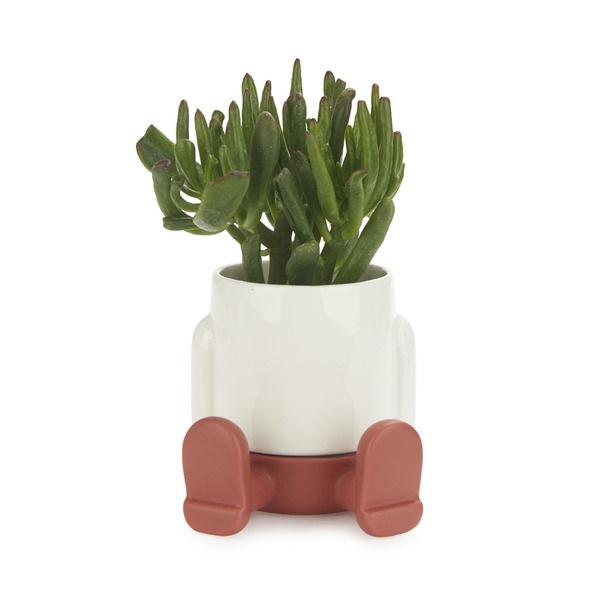 alvi Mini Blumentopf Mr Sitty Farbe Rot Am Bodenteil sammelt sich das überschüssige Wasser Aus Keram
