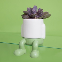 alvi Mini pot de fleur Mr Dangly Couleur Vert Sa partie inférieure recueille l'excès d'eau Céramique