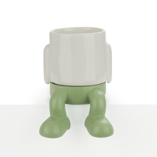 Balvi Mini maceta Mr Dangly Color Verde Su parte inferior recoge el agua Cerámica 14x8,5x8,5 cm