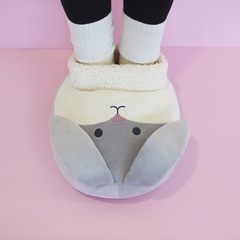 alvi Chauffe pied Rabbit Couleur Gris Avec des oreilles flexibles qui ressortent Polyester 39x30x7 c