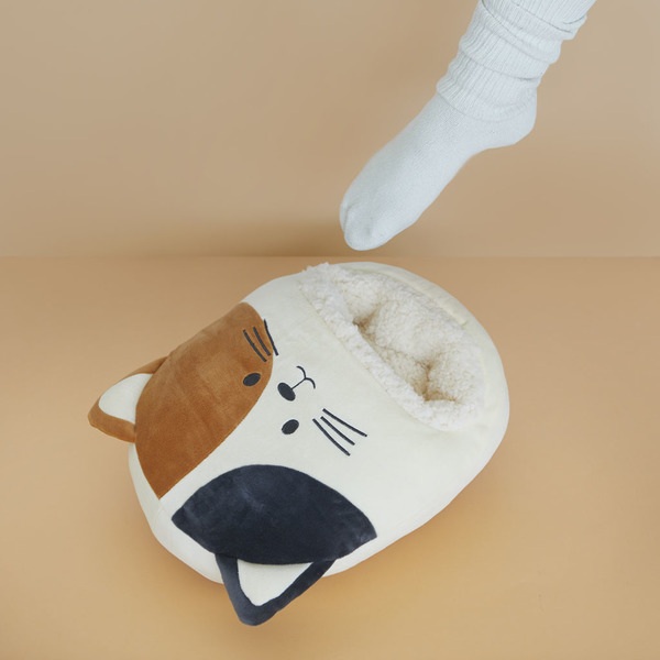 alvi Chauffe pied Kitty Calico Couleur Blanc et marron Un chat qui vous garde au chaud Polyester 20x