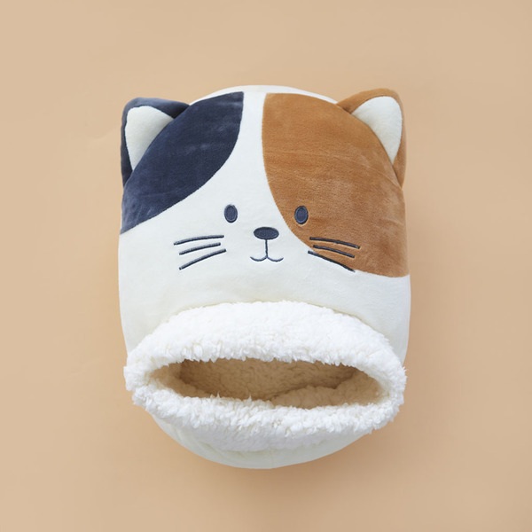alvi Chauffe pied Kitty Calico Couleur Blanc et marron Un chat qui vous garde au chaud Polyester 20x