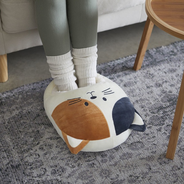 alvi Chauffe pied Kitty Calico Couleur Blanc et marron Un chat qui vous garde au chaud Polyester 20x
