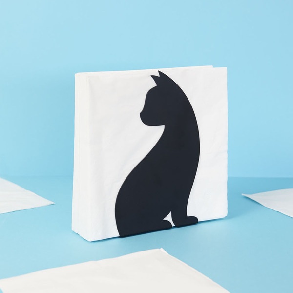 Balvi Porte-serviettes Feline Couleur Noir Convient pour différentes tailles et formes Métal