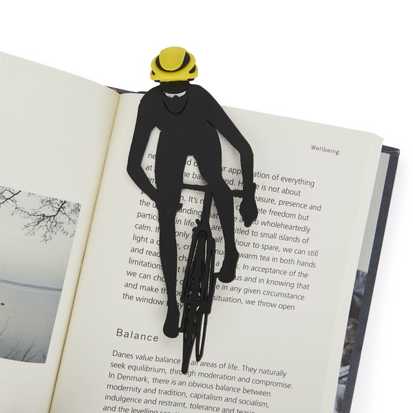 Balvi Segnalibro a forma di Ciclista Colore Nero, Giallo ispirato ai ciclisti e alla natura PVC