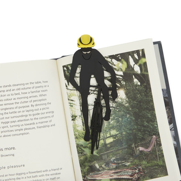 Balvi Segnalibro a forma di Ciclista Colore Nero, Giallo ispirato ai ciclisti e alla natura PVC