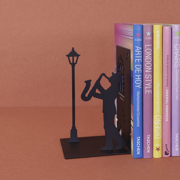 Balvi Bookend Jazz Black colour A musician brought to a bookstand Metal