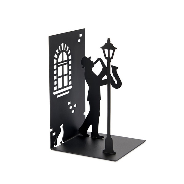 Balvi Bookend Jazz Black colour A musician brought to a bookstand Metal