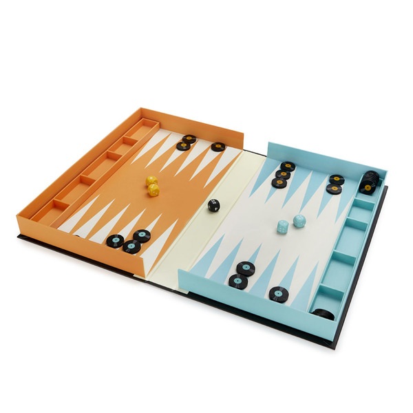 alvi Jeu de backgammon Greatest Hits Couleur Bleu orange Le jeu backgammon en version musicale Bois/