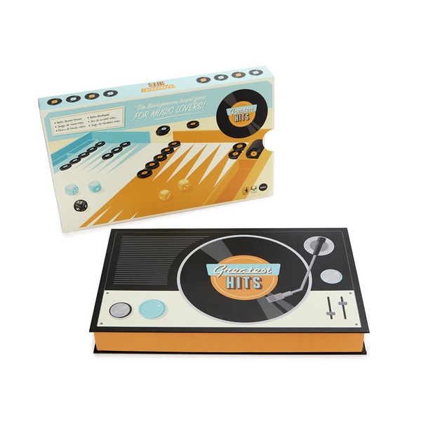 alvi Jeu de backgammon Greatest Hits Couleur Bleu orange Le jeu backgammon en version musicale Bois/
