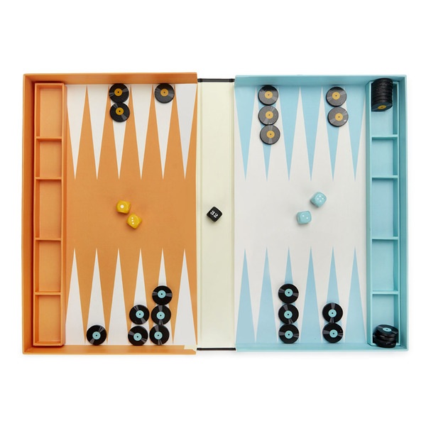 alvi Jeu de backgammon Greatest Hits Couleur Bleu orange Le jeu backgammon en version musicale Bois/